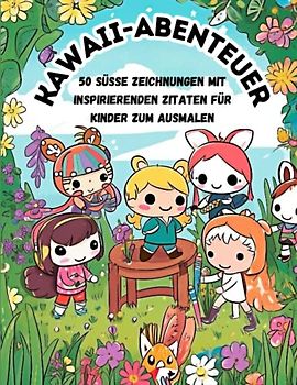 Kawaii-Abenteuer: 50 süße Zeichnungen mit inspirierenden Zitaten für Kinder zum Ausmalen: Bezaubernde Motive und ermutigende Worte zum Ausmalen und Entspannen