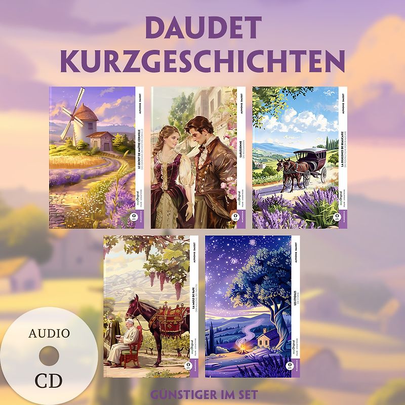 5 Daudet Kurzgeschichten (5 Bücher + Audio-CDs) - Frank-Lesemethode - Kommentierte zweisprachige Ausgabe Französisch-Deutsch