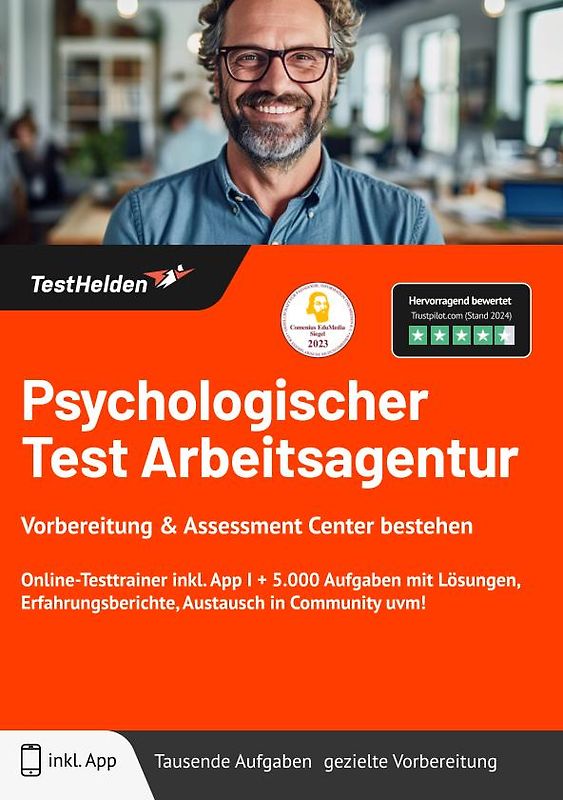 Psychologischer Test Arbeitsagentur: Vorbereitung & Assessment Center bestehen | Online-Testtrainer inkl. App I + 5.000 Aufgaben mit Lösungen, Erfahrungsberichte, Austausch in Community uvm!