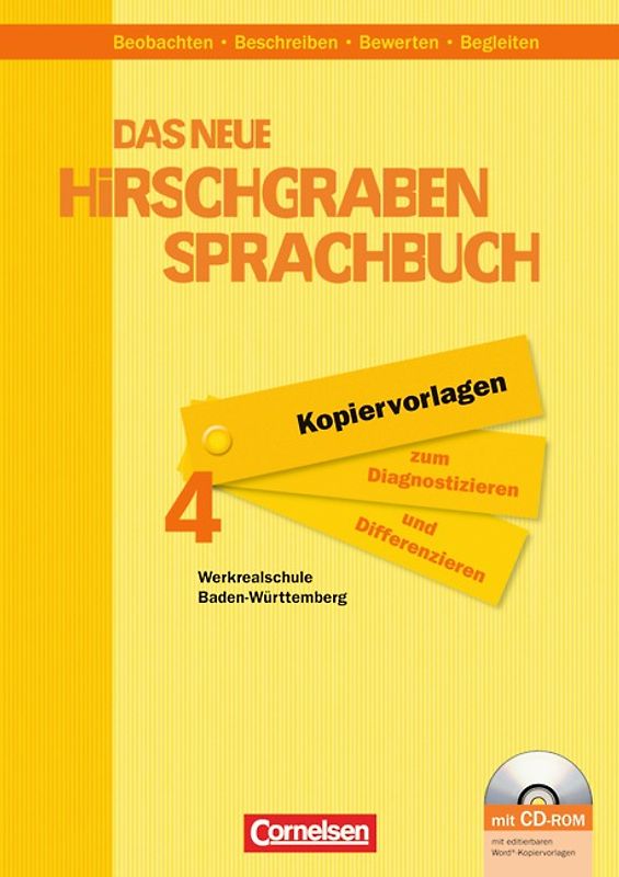 Das neue Hirschgraben Sprachbuch - Werkrealschule Baden-Württemberg / Band 4 - Kopiervorlagen zum Diagnostizieren und Differenzieren. Mit CD-ROM