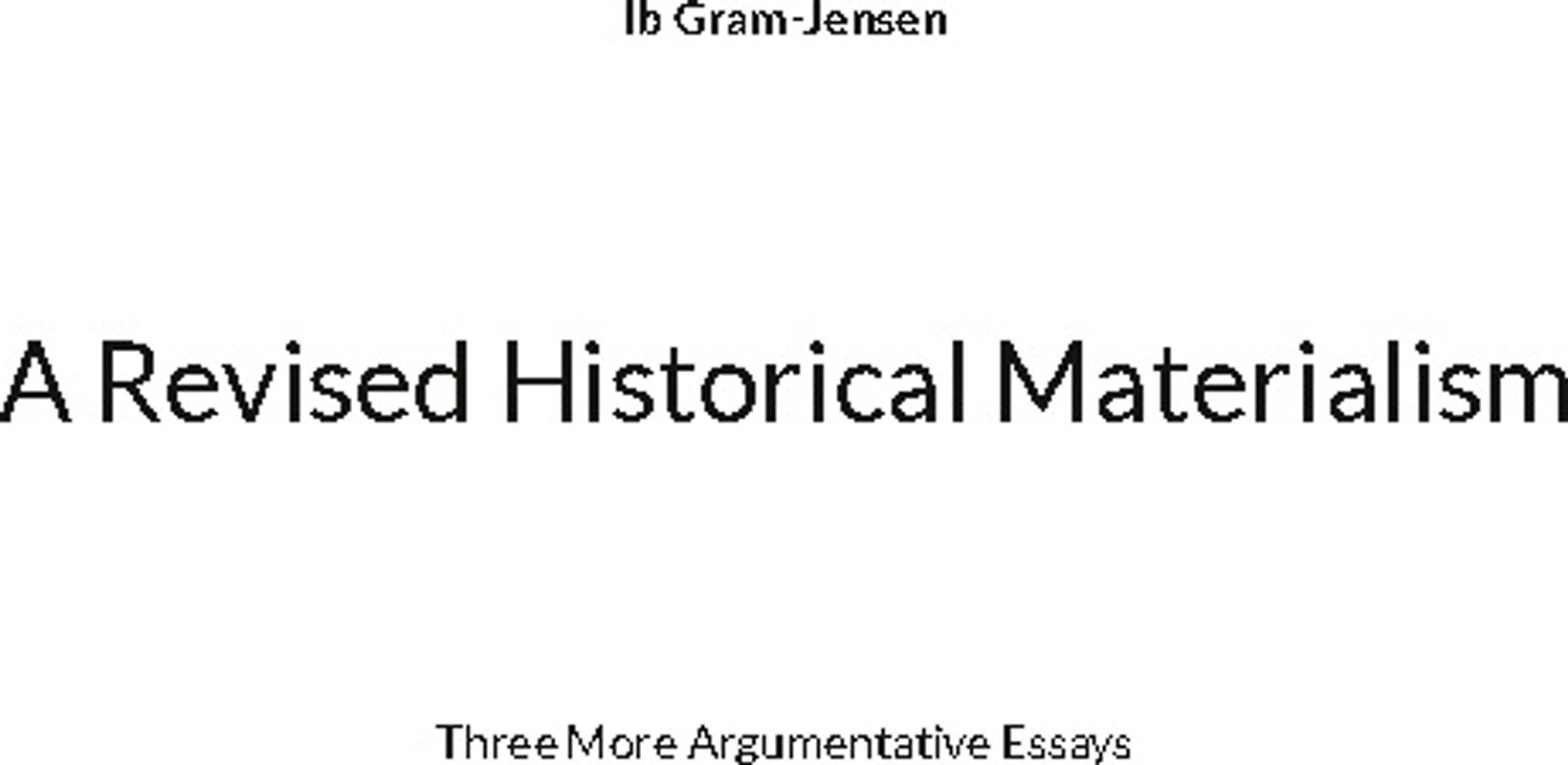 A Revised Historical Materialism