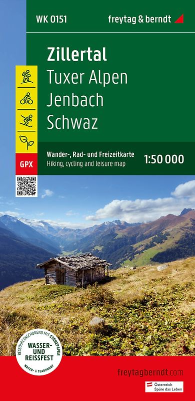 freytag & berndt Wanderkarte WK 151 Zillertal, Tuxer Alpen - Jenbach - Schwaz 1:50.000