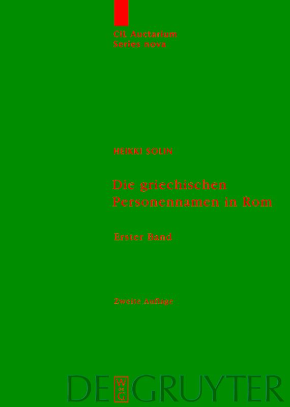 Die griechischen Personennamen in Rom