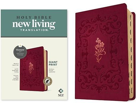 NLT Giant Print Bible, Filament Enabled (Leatherlike, Cranberry Flourish, Indexed, Red Letter)