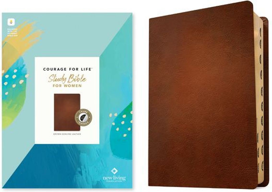NLT Courage for Life Study Bible for Women, Filament Enabled (Genuine Leather, Brown, Indexed)