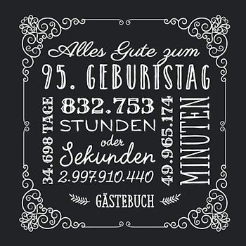 Alles Gute zum 95. Geburtstag: Gästebuch zum 95.Geburtstag für Mann oder Frau - 95 Jahre Geschenkidee & Vintage Deko Schwarz - Buch für Glückwünsche und Fotos der Gäste