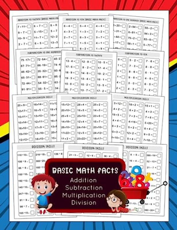 Basic Math Facts: Addition, Subtraction, Multiplication and Division Workbook With Facts Fluency Practice Basic Math Mixed Worksheets (Number Skills for Grades 1-3)