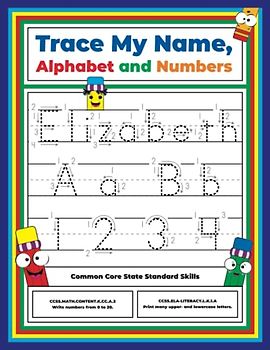 Trace My Name, Alphabet, and Numbers Workbook for Elizabeth: Letter and Number Tracing with Arrow Guides and Start Dots