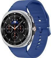 Samsung Galaxy Watch8 Classic 46 mm Boîtier aluminium noir sur Sport en silicone M/L bleu nuit [Wi-Fi + 4G]