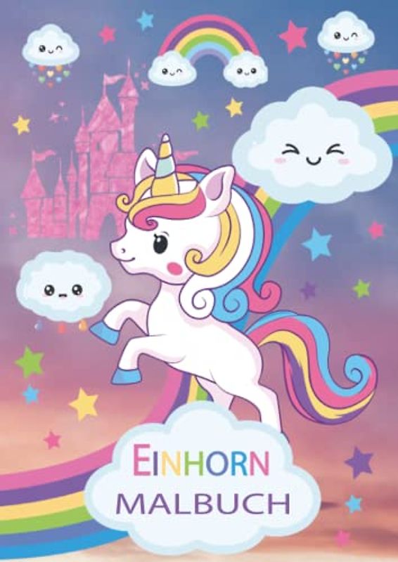 Malbuch: Einhorn Malbuch für Mädchen | 50 einzigartige Designs für Kinder von 4 bis 8 Jahren | Format A4
