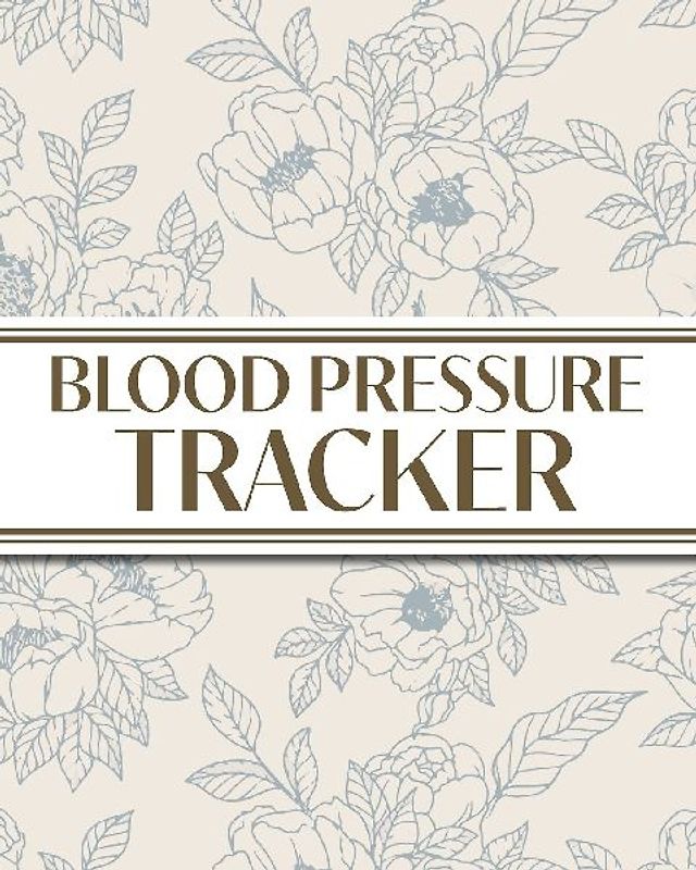 XL Large Print 1-Year Blood Pressure Tracker (Blue Roses on Cream)