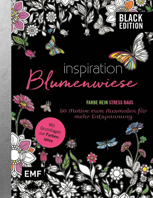 Black Edition: Blumenwiese – 50 Motive zum Ausmalen für mehr Entspannung