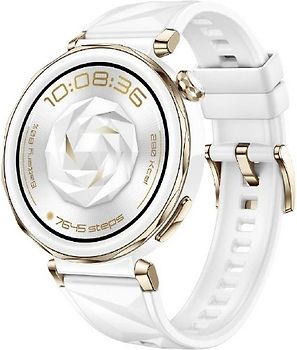 Huawei Watch GT 5 Pro 42 mm Boîtier acier céramique blanche avec bracelet fluorélastomère blanche