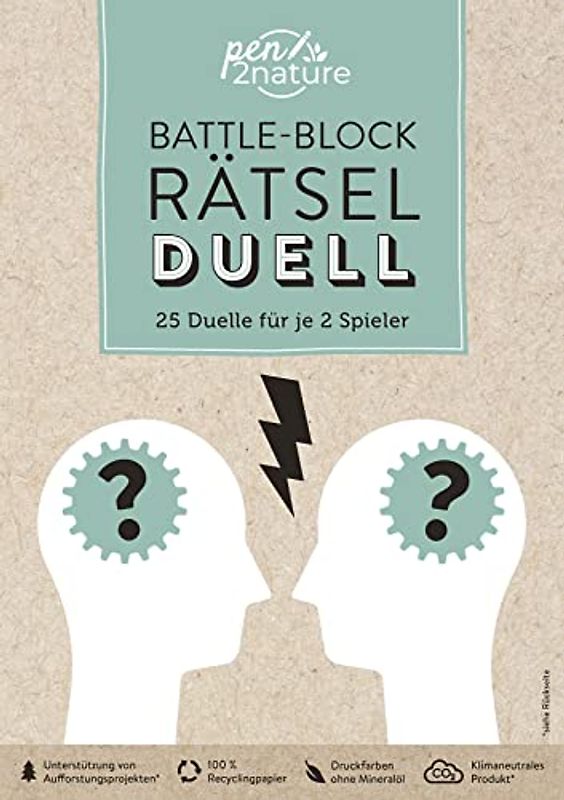 Battle-Block Rätsel-Duell | Spieleblock mit 25 Duellen für je 2 Spieler