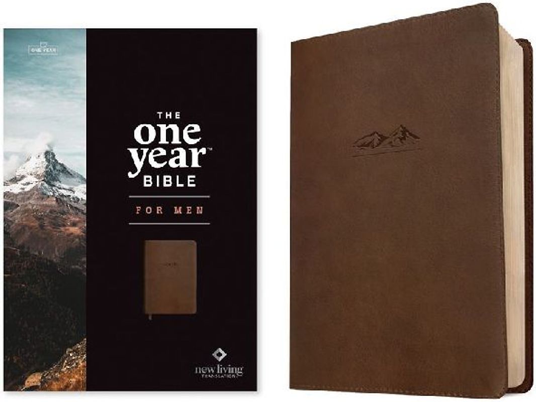NLT the One Year Bible for Men (Leatherlike, Rustic Brown Mountain)