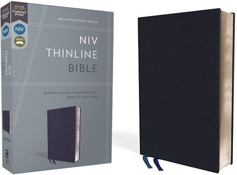 NIV, Thinline Bible, Bonded Leather, Navy, Red Letter Edition