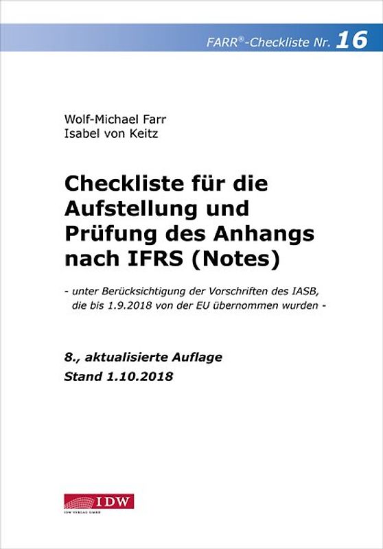 Farr, Checkliste 16 (Anhang n. IFRS), 8. A.