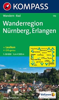 KOMPASS Wanderkarte 170 Wanderregion Nürnberg - Erlangen 1:50.000