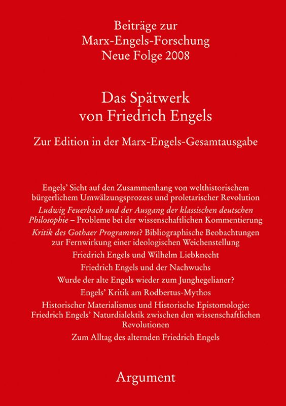 Das Spätwerk von Friedrich Engels