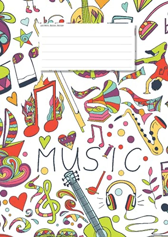 Hefte - Blöcke - Notizen: Notenheft Kinder DIN A4, 50 Seiten, 12 Systeme, Notensystem mit 5 Linien, d2
