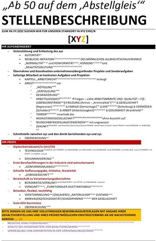 „Ab 50 auf dem Abstellgleis – Stellenbeschreibung“