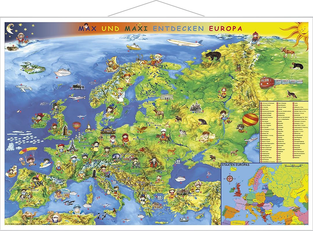 Kindereuropakarte. Wandkarte