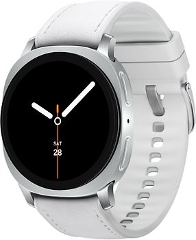 Samsung Galaxy Watch8 40 mm Boîtier aluminium argent sur Hybride premium blanc [Wi-Fi + 4G]