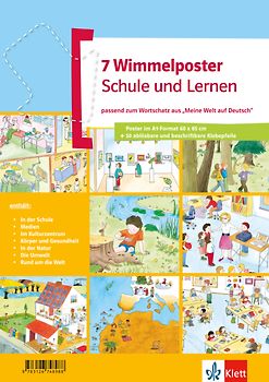 Wimmelposter Schule und Lernen. passend zum Wortschatz aus "Meine Welt auf Deutsch". 7 Poster