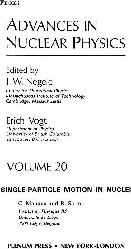 Advances in Nuclear Physics