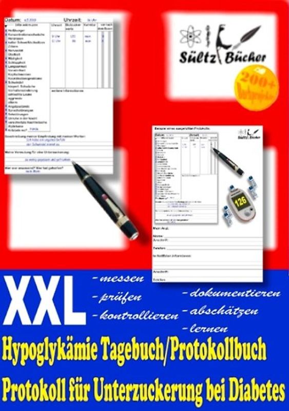 Hypoglykämie Tagebuch/Protokollbuch XXL Protokoll für Unterzuckerung bei Diabetes