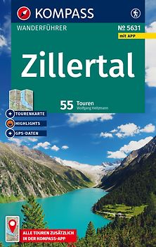 KOMPASS Wanderführer Zillertal, 55 Touren mit Extra-Tourenkarte