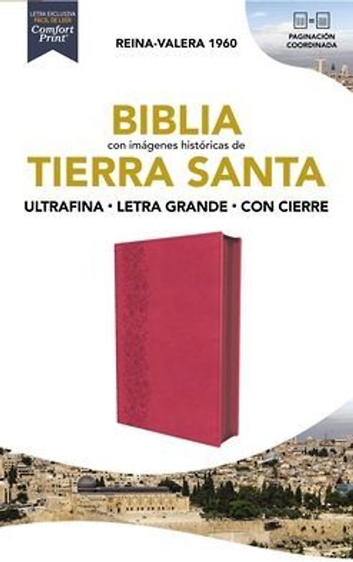 Rvr60, Santa Biblia, Tierra Santa, Letra Grande, Leathersoft, Fucsia, Con Cierre, Palabras de Jesús En Rojo, Comfort Print