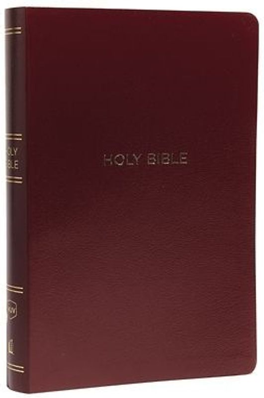 NKJV, Reference Bible, Center-Column Giant Print, Leather-Look, Burgundy, Red Letter Edition, Comfort Print