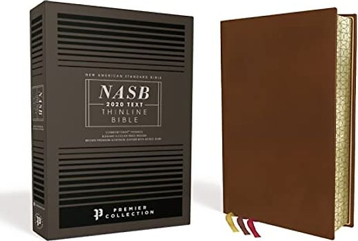 NASB, Thinline Bible, Premium Goatskin Leather, Brown, Premier Collection, Black Letter, Gauffered Edges, 2020 Text, Comfort Print