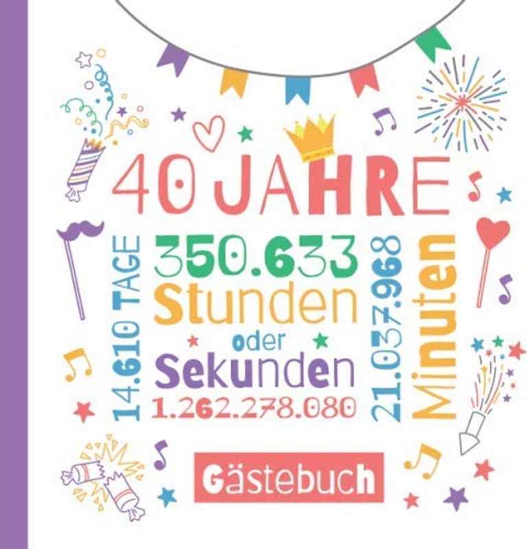 40 Jahre - Gästebuch: Deko zum 40.Geburtstag für Sie oder Ihn - 40 Jahre Geschenke & Party Dekoration - Buch für Glückwünsche und Fotos der Gäste