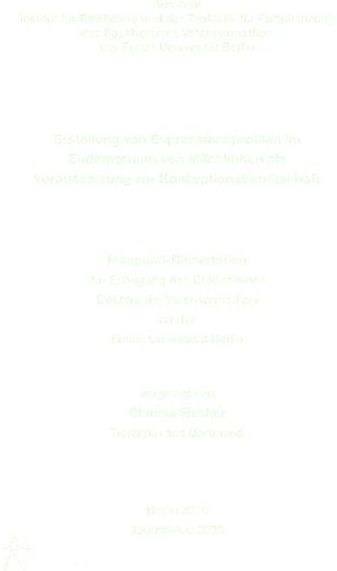 Erstellung von Expressionsprofilen im Endometrium von Milchkühen als Voraussetzung zur Konzeptionsbereitschaft