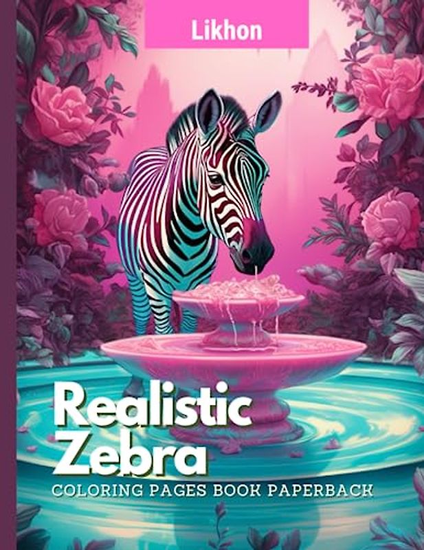 Likhon Realistic Zebra Coloring Pages Book Paperback