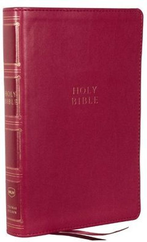 Nkjv, Compact Center-Column Reference Bible, Dark Rose Leathersoft, Red Letter, Comfort Print