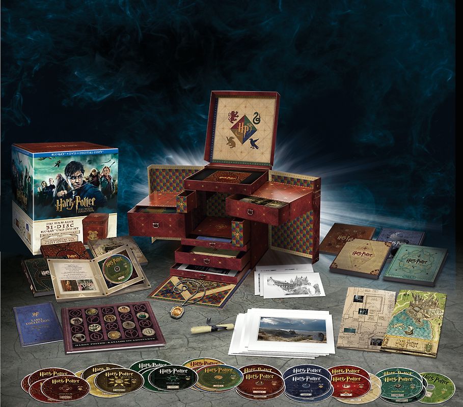 Harry Potter Zauberer Collection [31 Discs, Limited Edition, inkl. Katalog, Karte, 5 Skizzen, 8 Konzeptzeichnungen, Grundriss-Poster, Horkrux-Medaillon & 32-seitige Label Collection] Blu-ray Disc