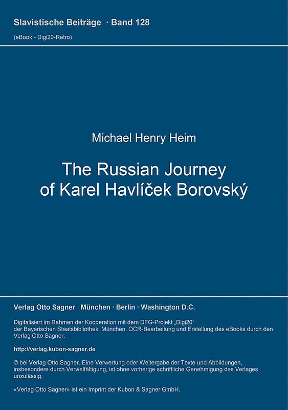 The Russian Journey of Karel Havlíček Borovský