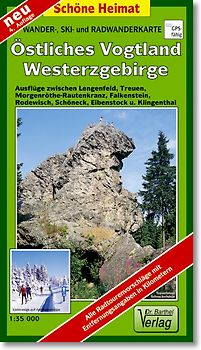 Wander-, Ski- und Radwanderkarte Östliches Vogtland, Westerzgebirge, Reichenbach, Auerbach, Eibenstock und Umgebung