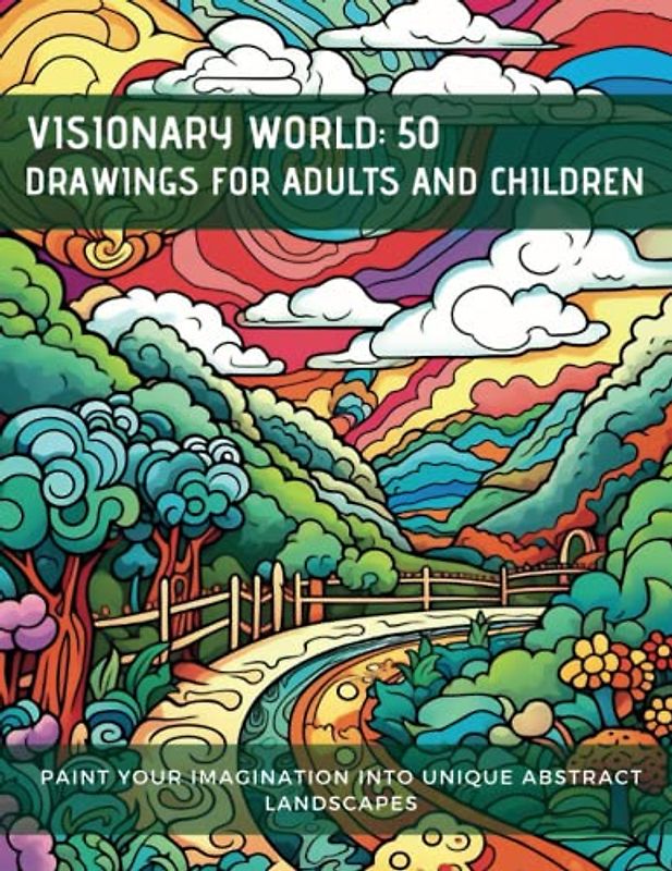 Visionary World: 50 Drawings for Adults and Kids. Paint your imagination in unique abstract landscapes