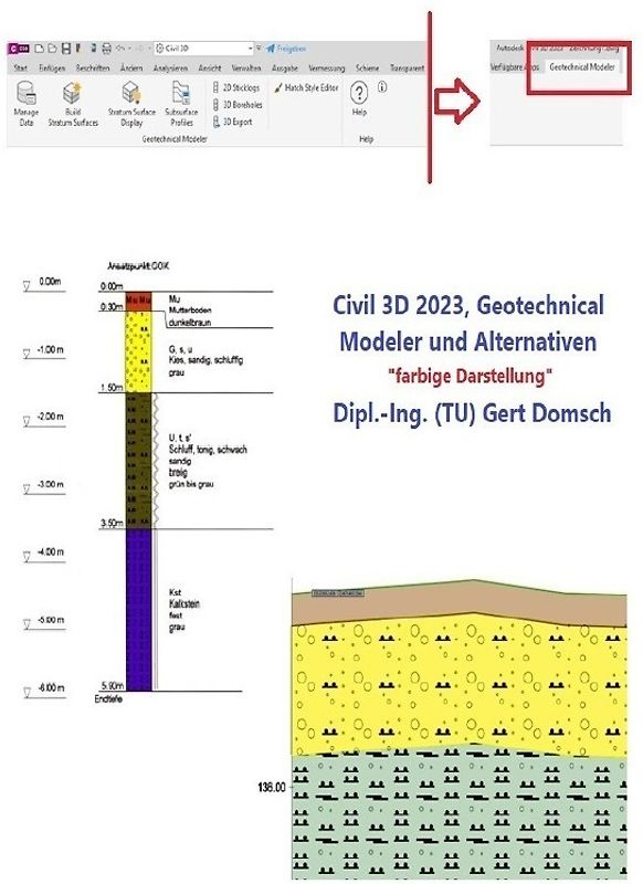 Civil 3D Version 2023 / Civil 3D 2023 Geotechnical Modeler und Alternativen " farbig für Anwender"