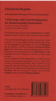 Sartorius 1: Verfassungs- und Verwaltungsgesetze (2011), 153 bedruckte Griffregister