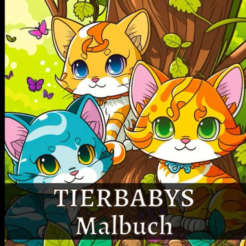 Tierbabys Malbuch: Malbuch Kinder, Tiere im Wald, Panda, Koala, Kätzchen, Welpen, Kaninchen, Igel, Otter, Erdmännchen, Robbenbabys, kreatives Malen, ... dickes Papier, altersgerecht 4-8 Jahren.