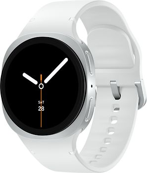 Samsung Galaxy Watch8 40 mm Boîtier aluminium argent sur Sport en silicone S/M blanc [Wi-Fi]