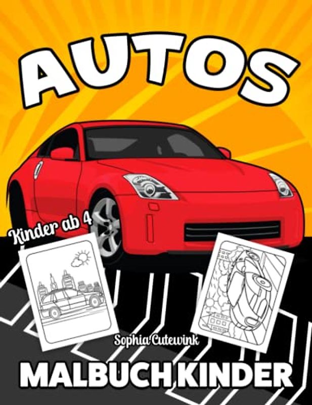 Autos Malbuch ab 4: Malbuch Kinder | Malbuch Mädchen Geschenke - Mitbringsel Kindergeburtstag