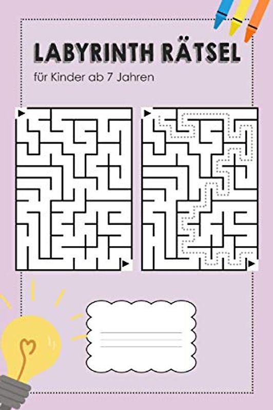 Labyrinth Rätsel für Kinder ab 7 Jahren: 50 Labyrinthe für Kinder ab 7 mit Lösungen, Geschenk für 7 jährige Mädchen und Jungen (Iq Spiele | Puzzle ab 7 jahre)