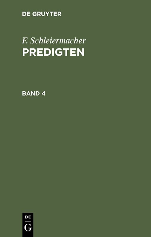 Predigten / Predigten. Band 4