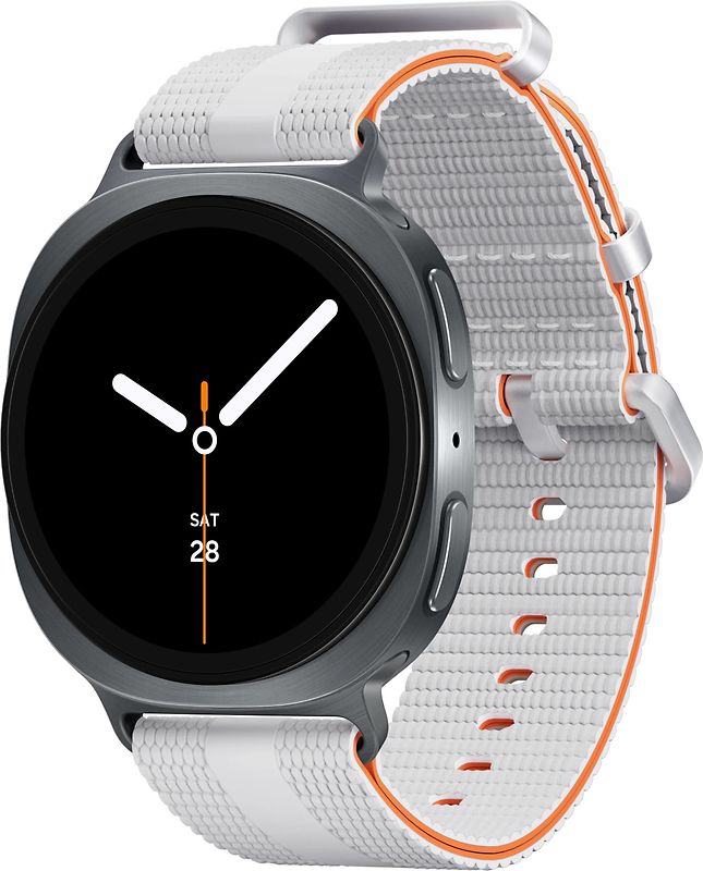 Samsung Galaxy Watch8 44 mm Boîtier aluminium graphite sur Sport Chic S/M blanc [Wi-Fi]